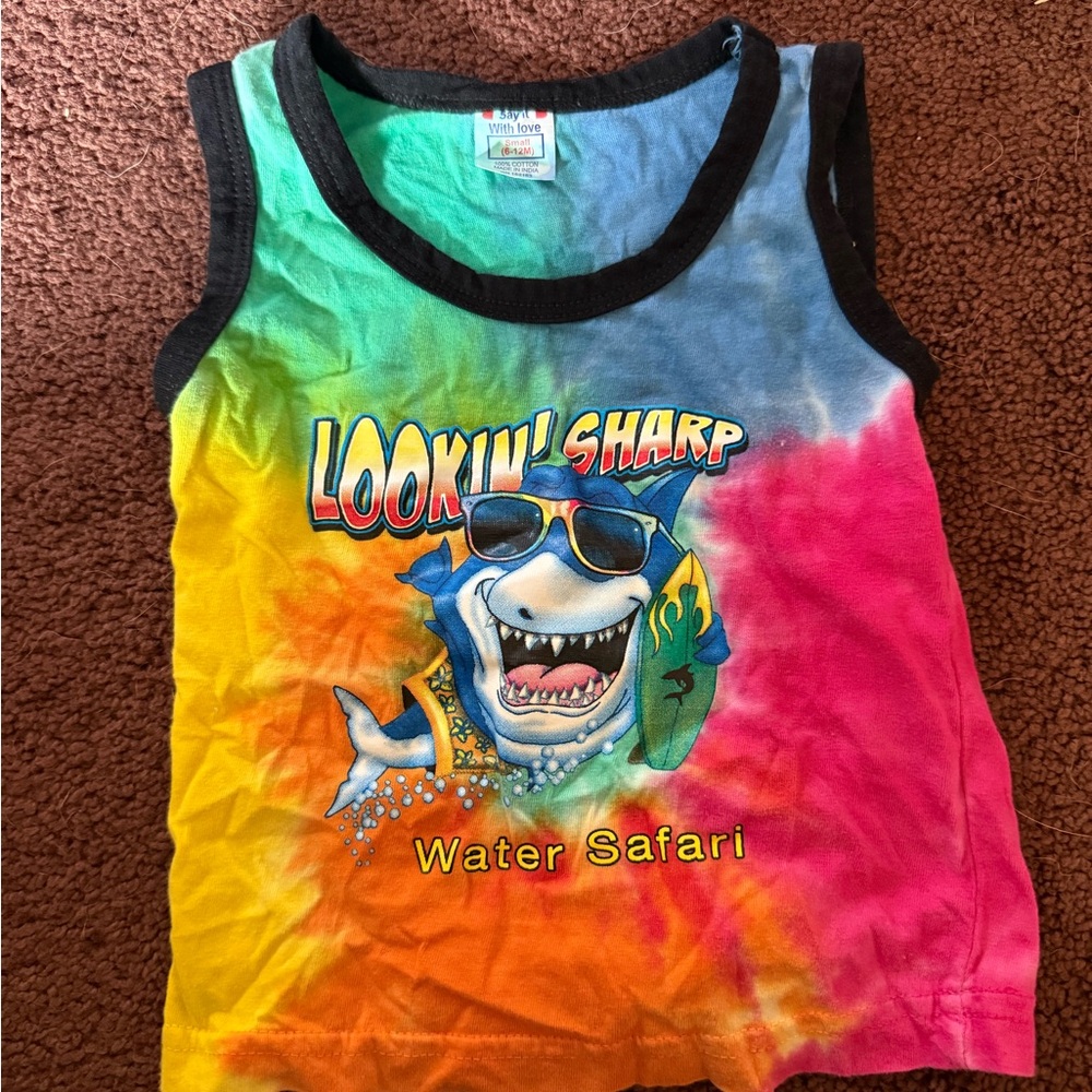 Colorful Shark Graphic Kids Tank Top